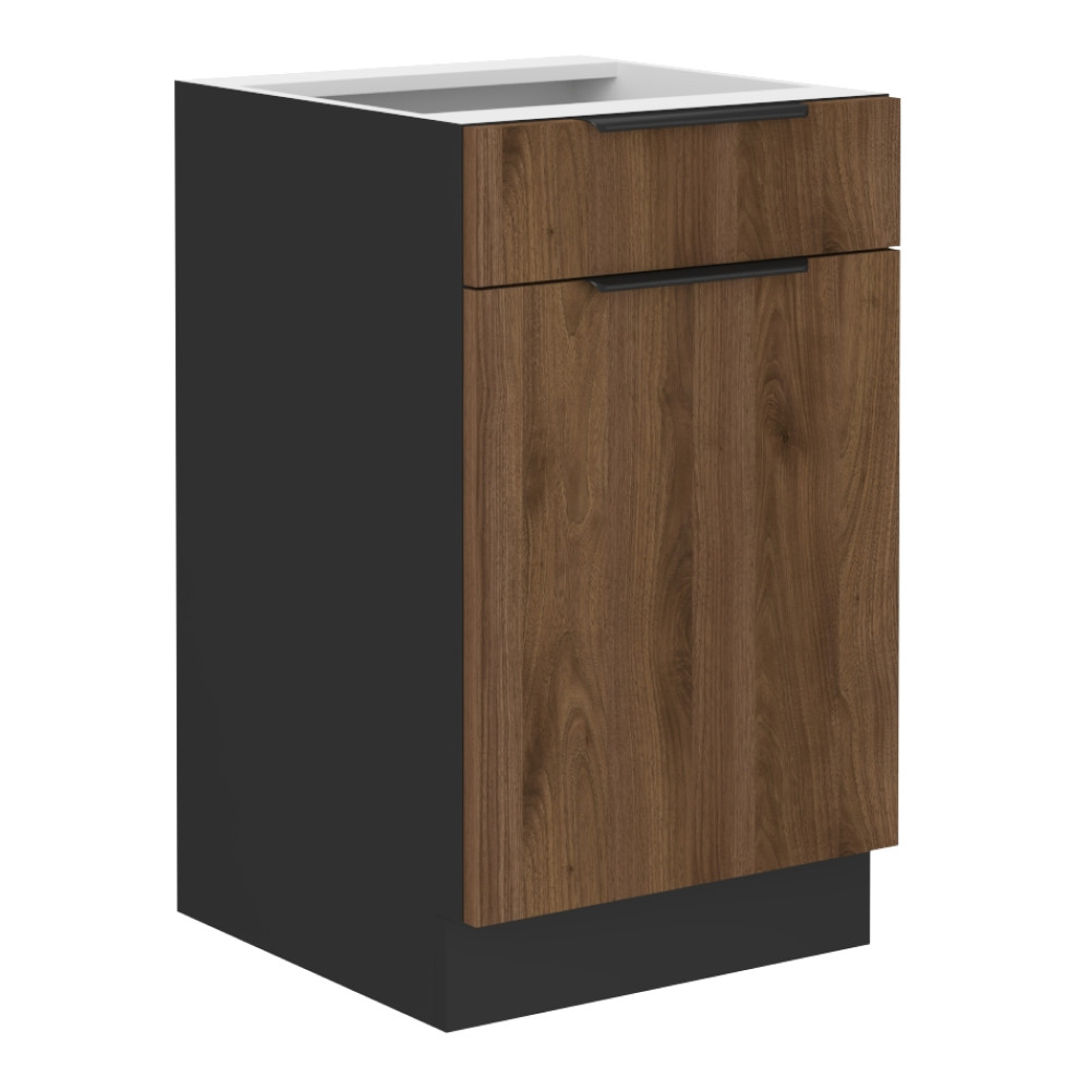 Alsó szekrény, okapi dió/fekete, MENZO 50 D 1F 1S BB (RP)