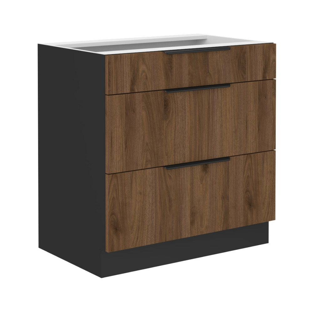 Alsó szekrény, okapi dió/fekete, MENZO 80 D 3S BB (RP)