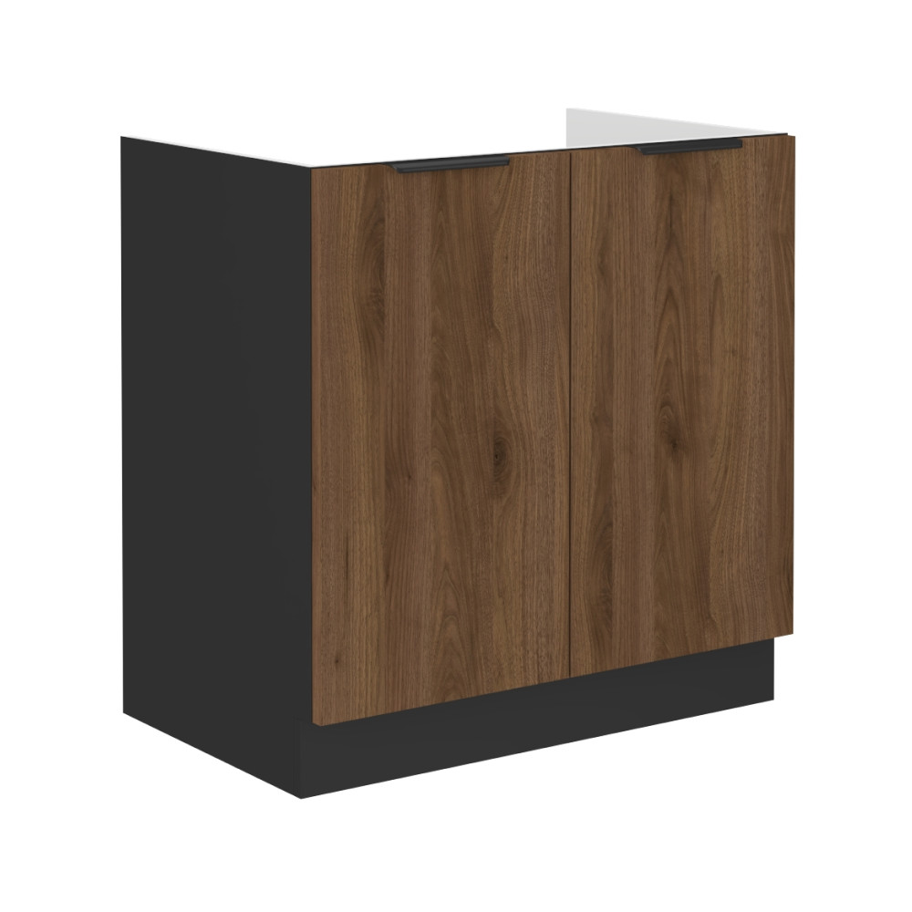 Mosogató szekrény, okapi dió/fekete, MENZO 80 ZL 2F BB (RP)