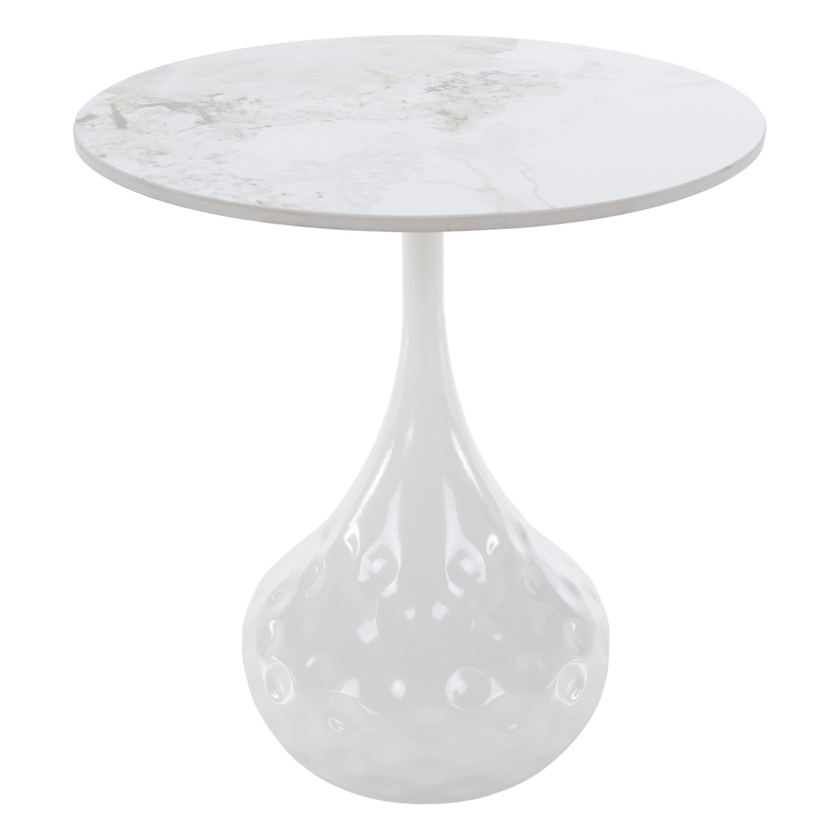 Dohányzóasztal, fehér márvány/acél, EBREL (RP)