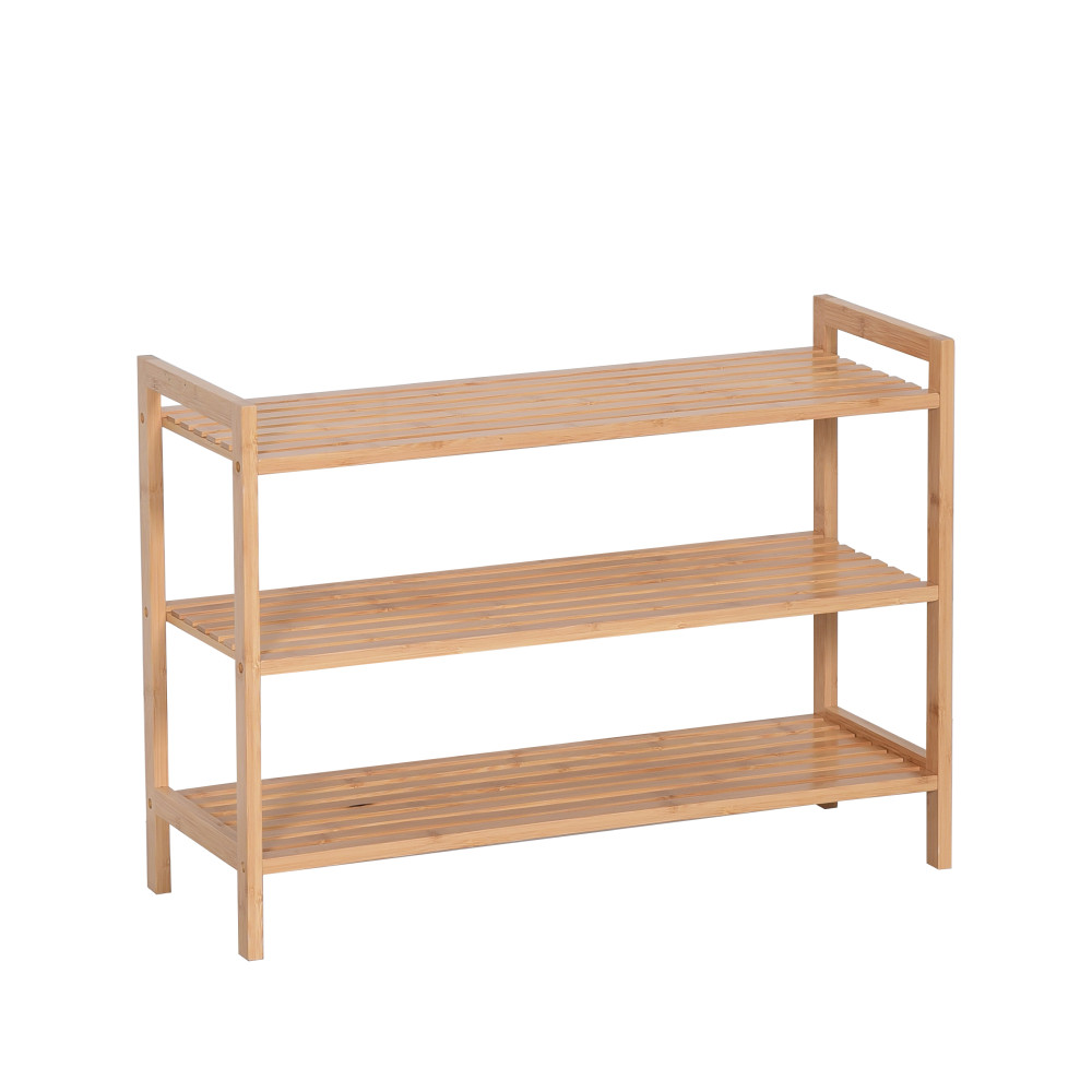 Cipőtartó, 3 polcos, bambusz, KRENO (RP)