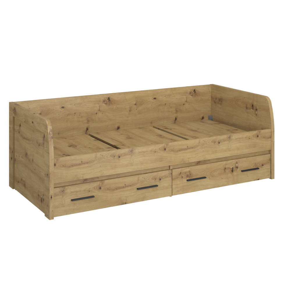 Ágy 2S, 90x200, artisan tölgy, AIRON (RP)