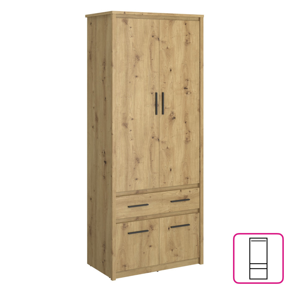 Szekrény 4D1S/50, artisan tölgy, AIRON (RP)