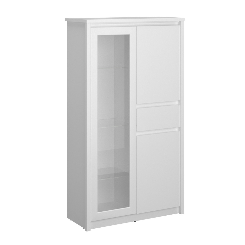 Alacsony vitrin 2D1W1S, fehér, ERODIN (RP)