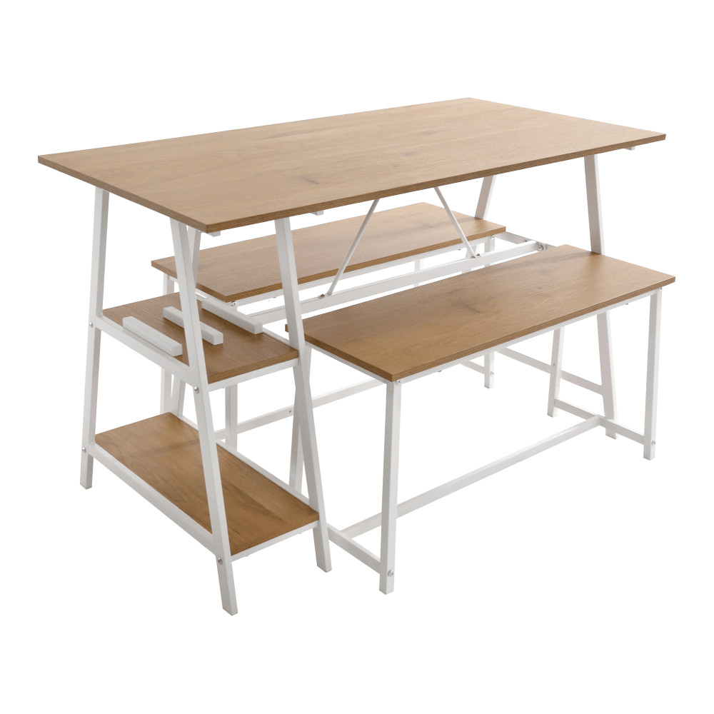 Étkezőgarnitúra 1+2, tölgy/fehér, ZAFAR (RP)