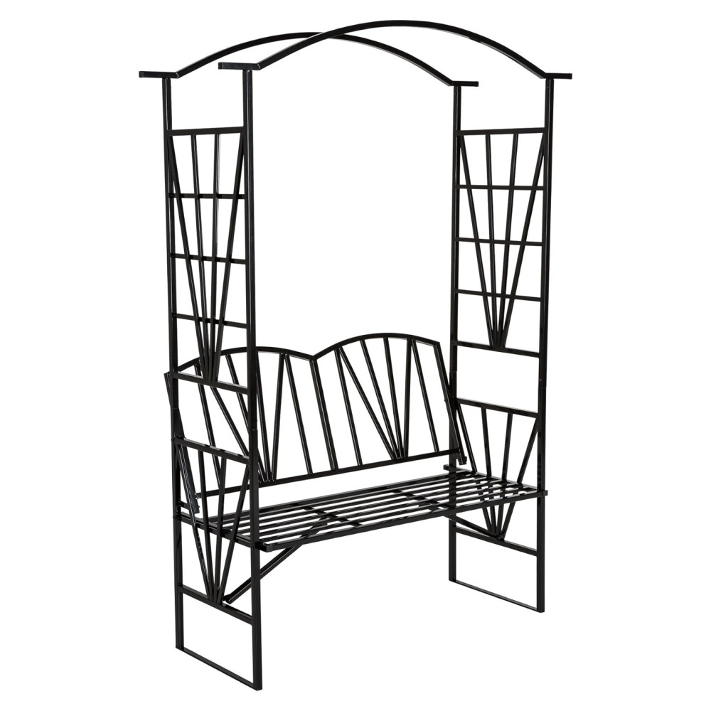 Kerti pad pergolával, fekete, HAIFA (RP)