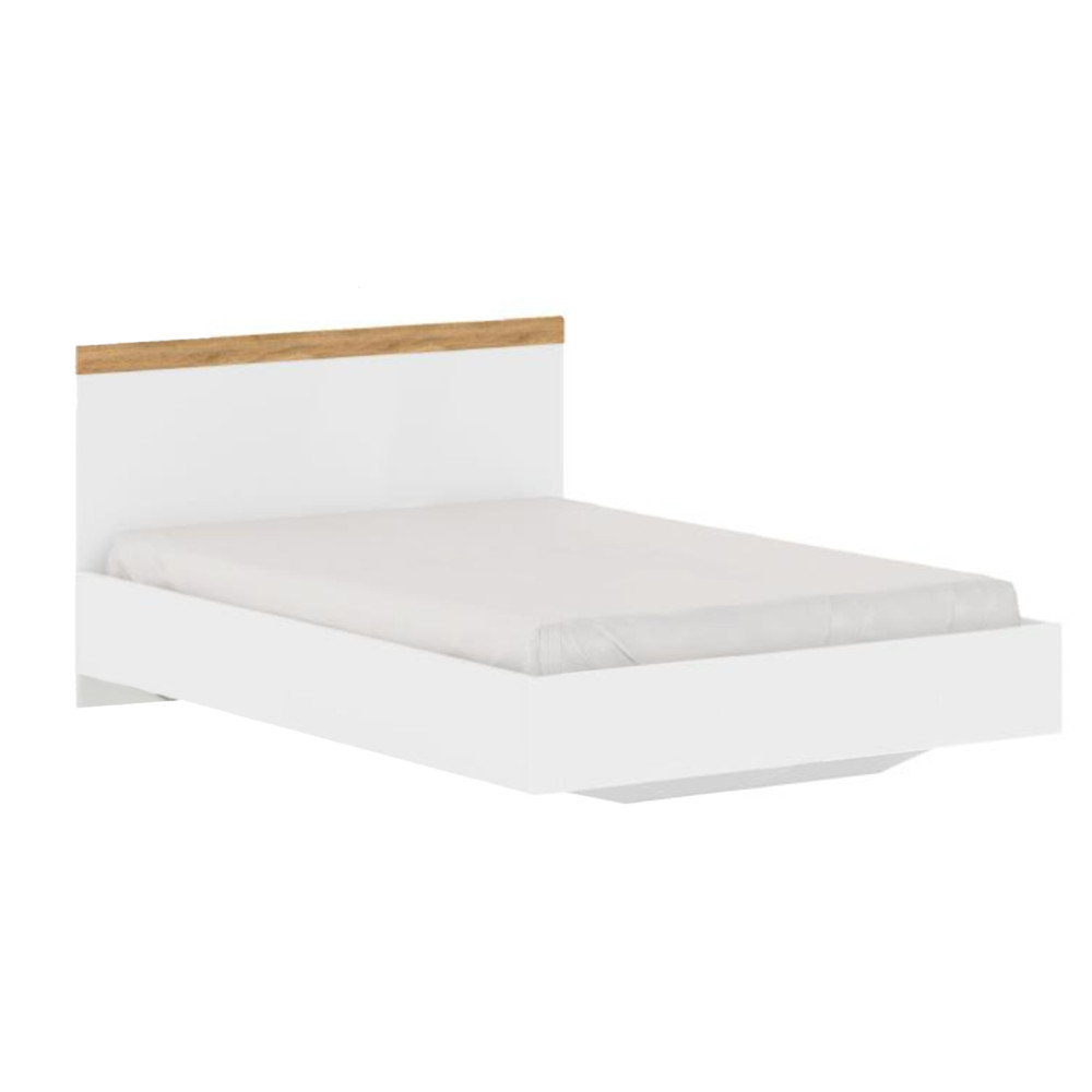 Ágy, 120x200, fehér/wotan tölgy, VILGO (RP)