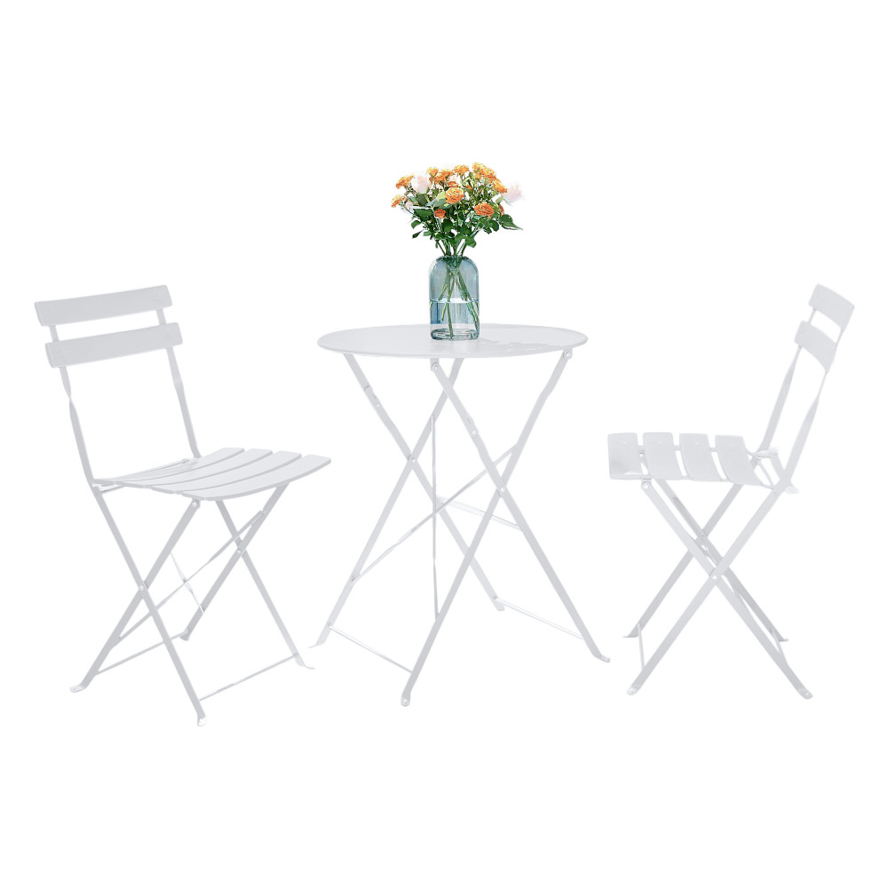 Kerti szett 1+2, fehér, acél, OBAX (RP)