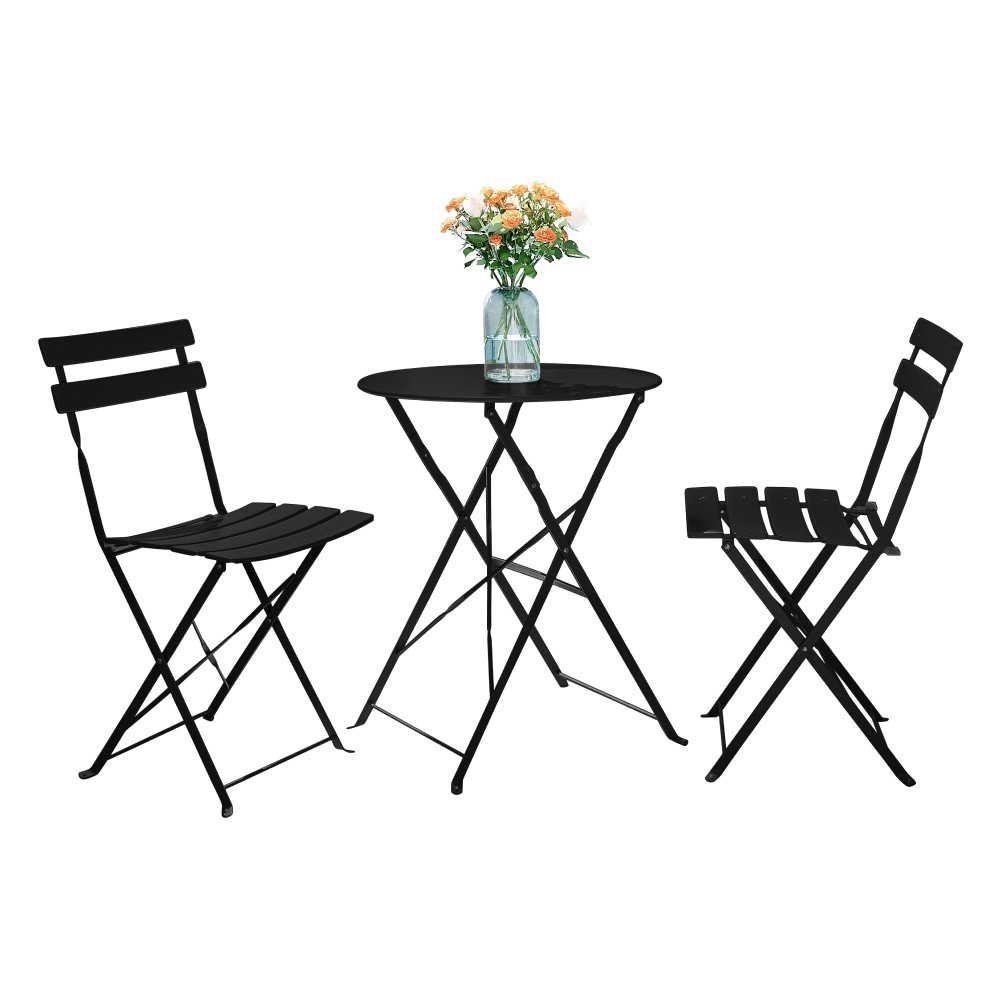 Kerti szett 1+2, fekete, acél, OBAX (RP)