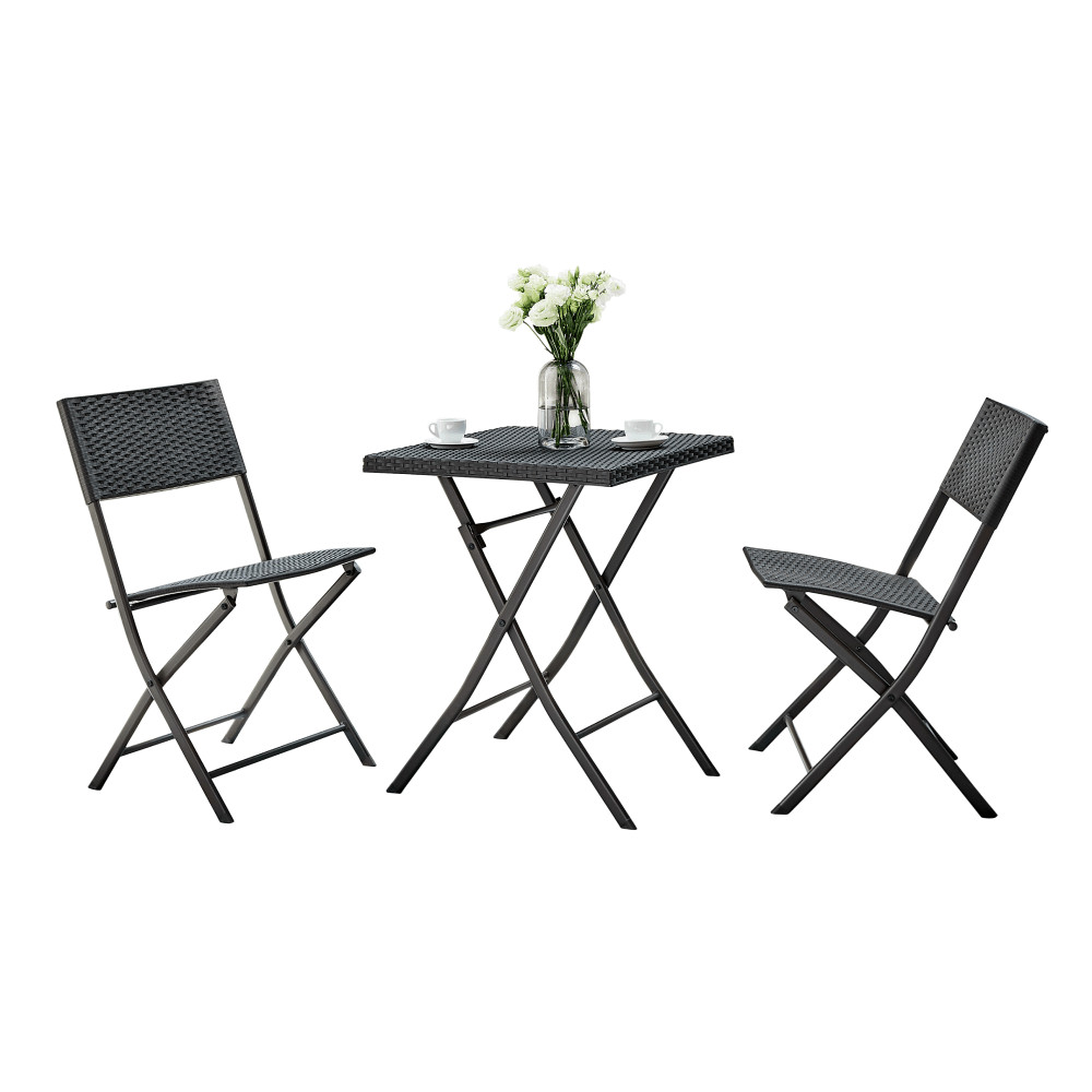 Kerti rattan szett 1+2, fekete, FARUK (RP)