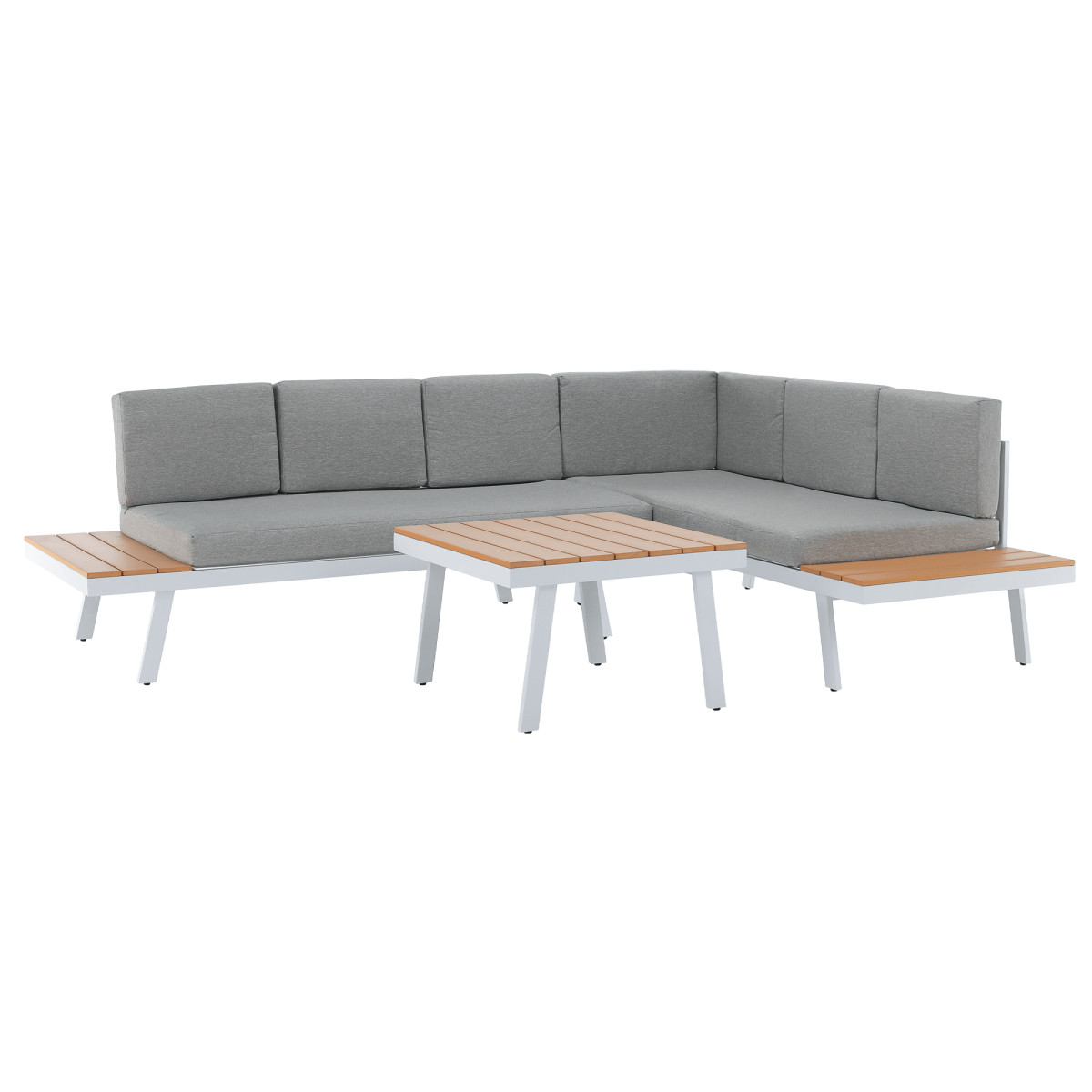 Kerti szett, fehér acél/tölgy/világosszürke, PELOR (RP)