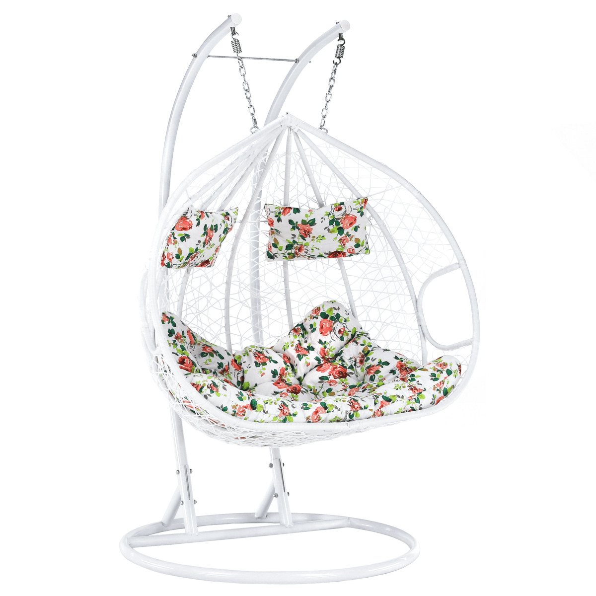 Függő dupla fotel, fehér/minta virág, DALVEA 2 NEW (RP)