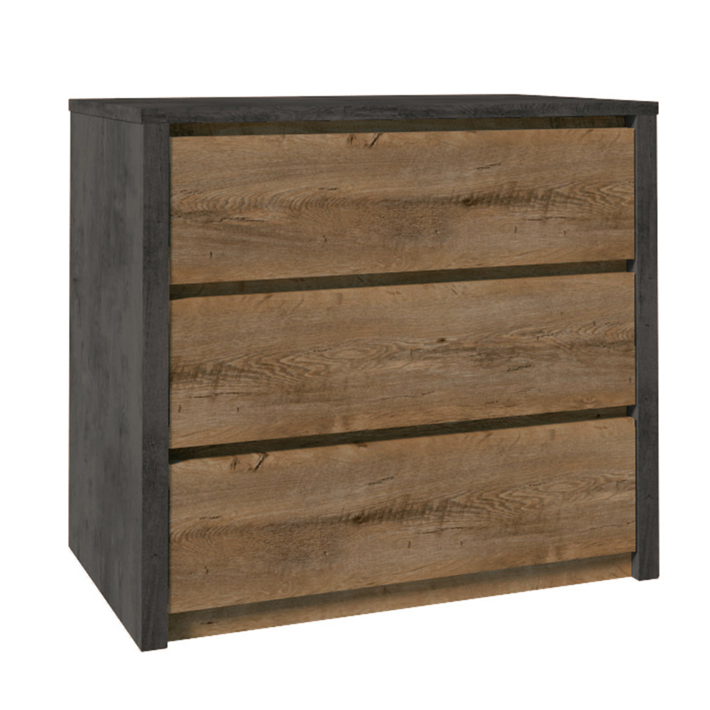 Komód, smooth szürke/tölgy lefkas sötét, MONTANA K3S NEW (RP)