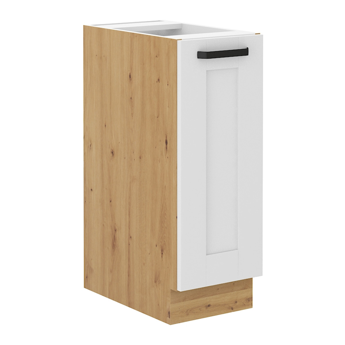 Alsó szekrény kihúzható kosárral, fehér/artisan tölgy, LULA D30 CARGO (RP)