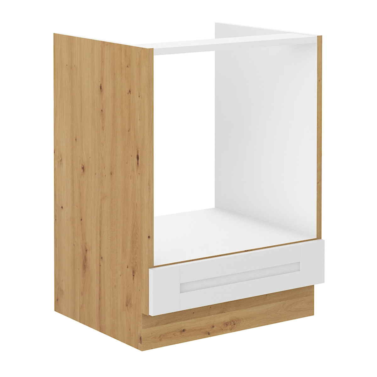 Alsó szekrény beépített tűzhelyhez, fehér/artisan tölgy, LULA 60 D GAZ BB (RP)