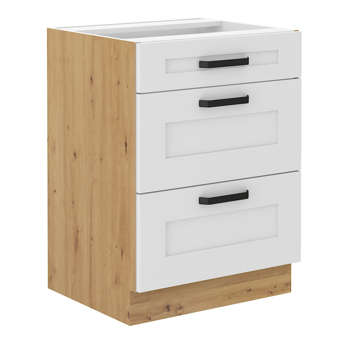 Alsó szekrény, fehér/artisan tölgy, LULA 60 D 3S BB (RP)