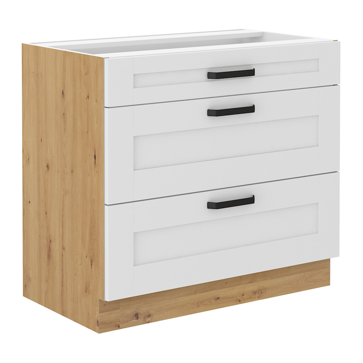 Alsó szekrény, fehér/artisan tölgy, LULA 80 D 3S BB (RP)