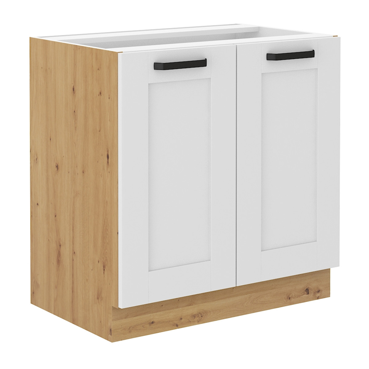 Alsó szekrény, fehér/artisan tölgy, LULA 80 D 2F BB (RP)