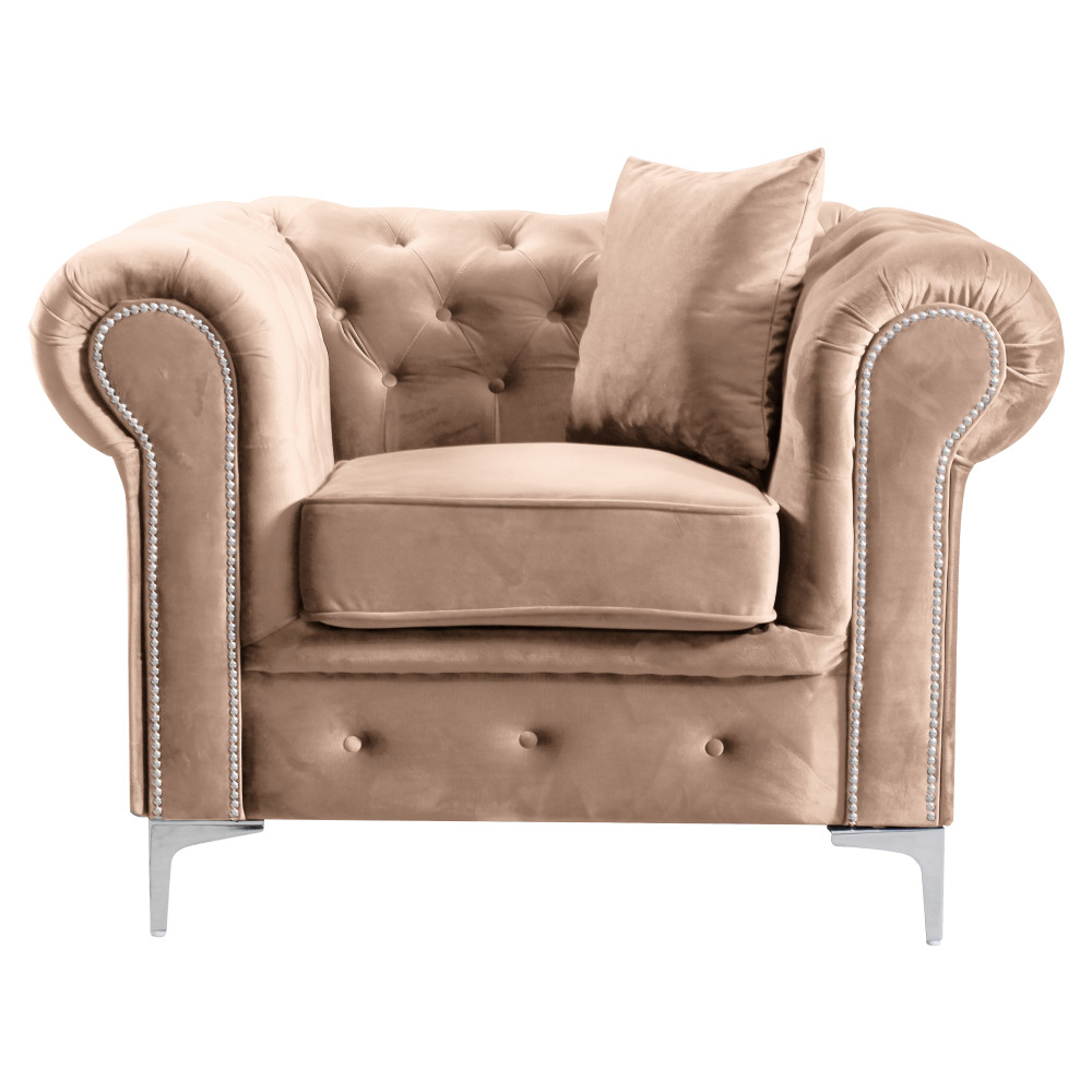 Luxus fotel, világosbarna Velvet szövet, ROMANO (RP)