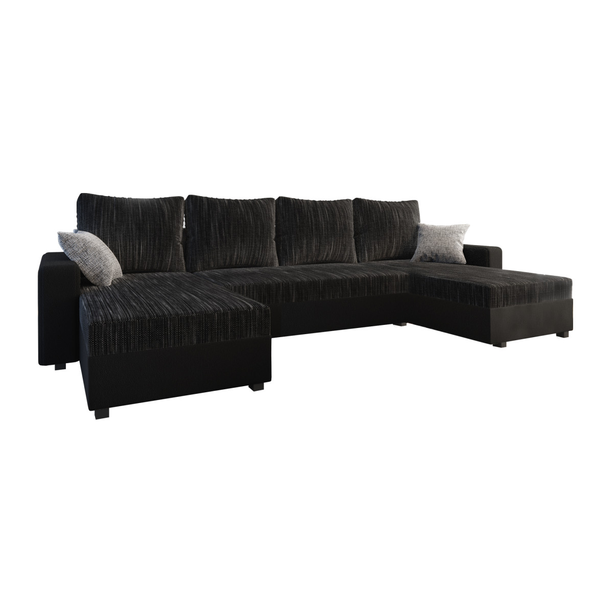 Univerzális ülőgarnitúra, fekete/szürke, TRIPOLIS U (RP)