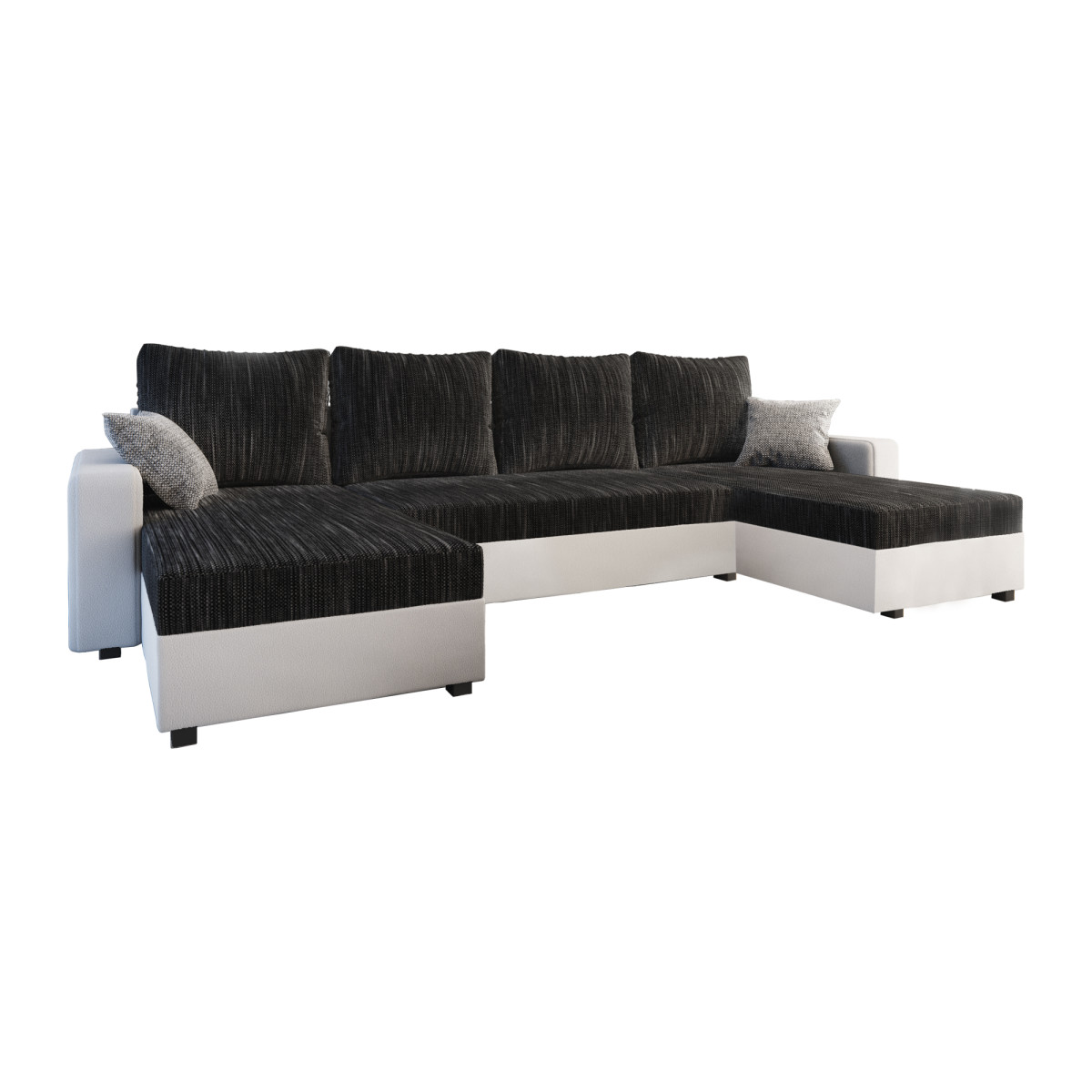 Univerzális ülőgarnitúra, fekete/fehér/szürke, TRIPOLIS U (RP)