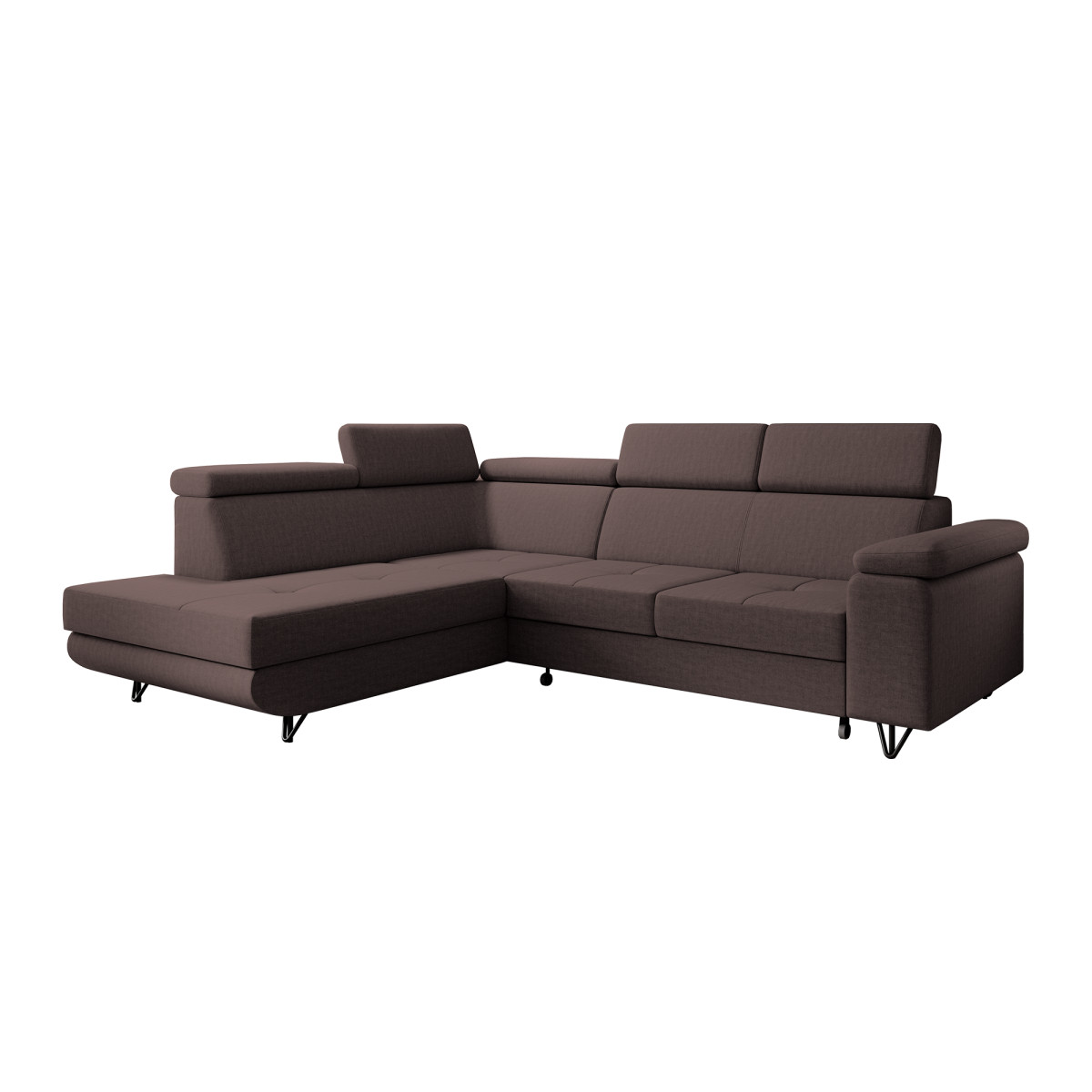 Kinyitható ülőgarnitúra, barna, balos, JOGI ROH (RP)