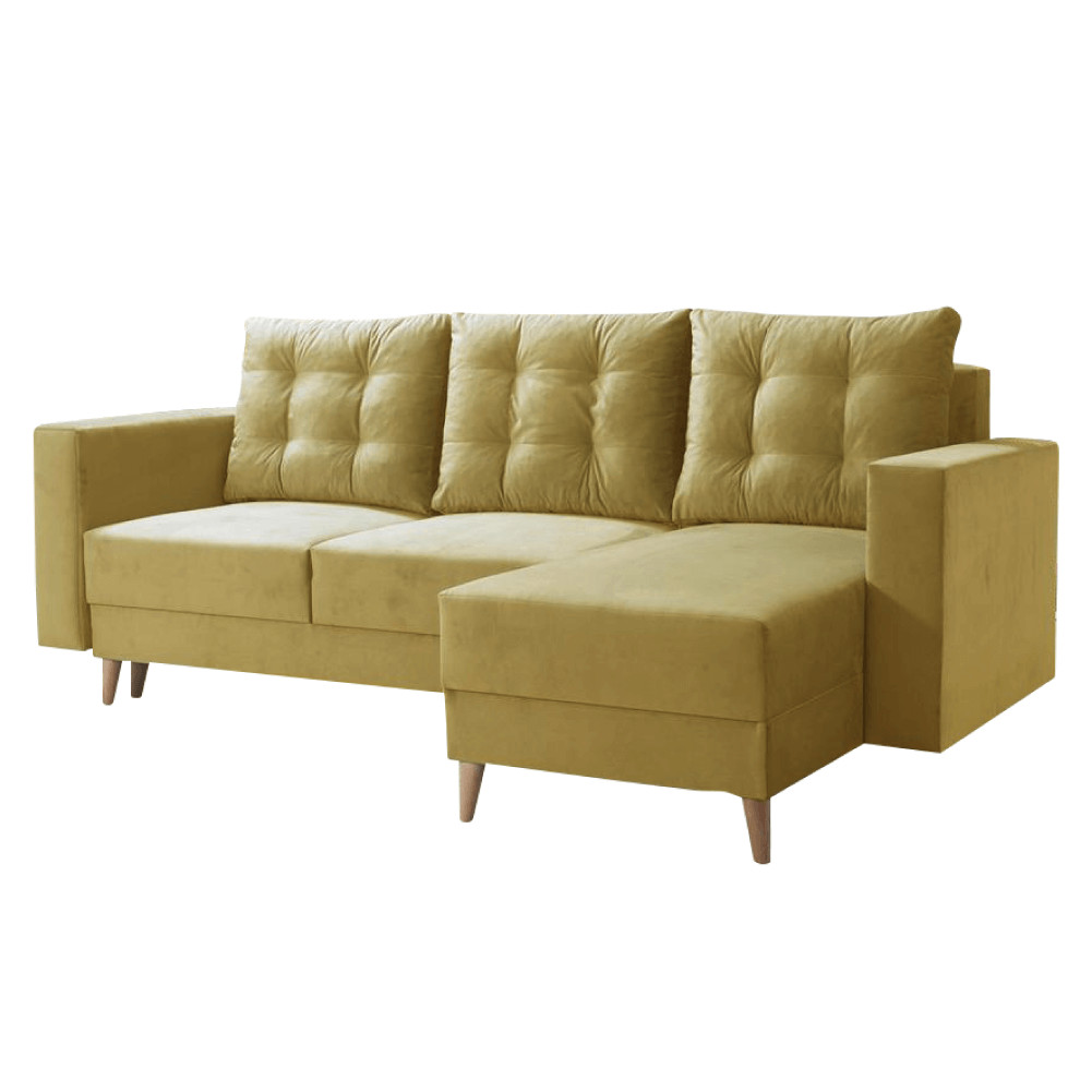 Kinyitható ülőgarnitúra, sárga, jobbos, BLEKY ROH (RP)