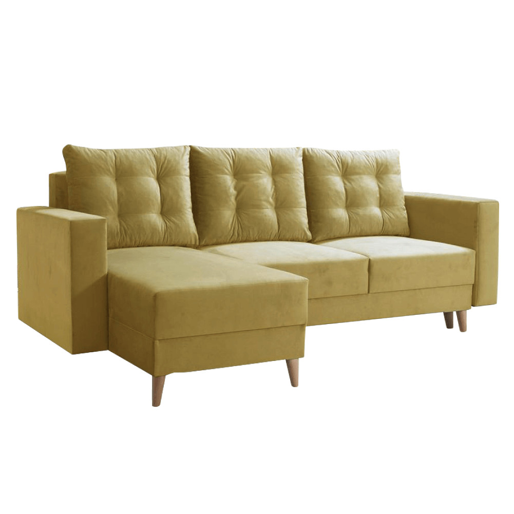 Kinyitható ülőgarnitúra, sárga, balos, BLEKY ROH (RP)