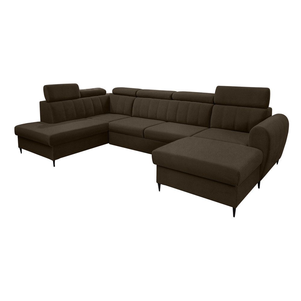 Kinyitható ülőgarnitúra, barna, jobbos, KORIO U (RP)