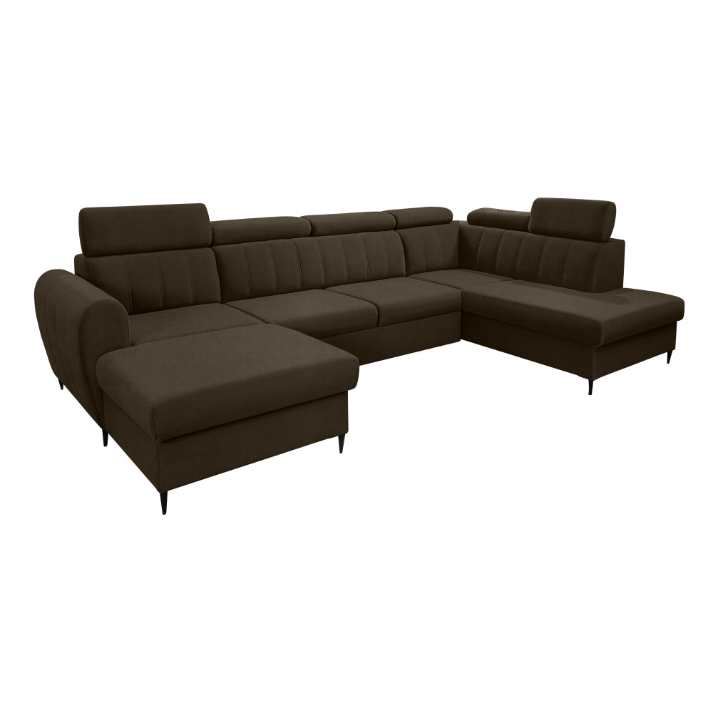 Kinyitható ülőgarnitúra, barna, balos, KORIO U (RP)