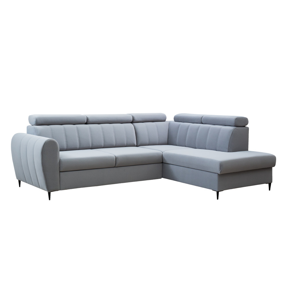 Kinyitható ülőgarnitúra, világosszürke, jobbos, KORIO L (RP)