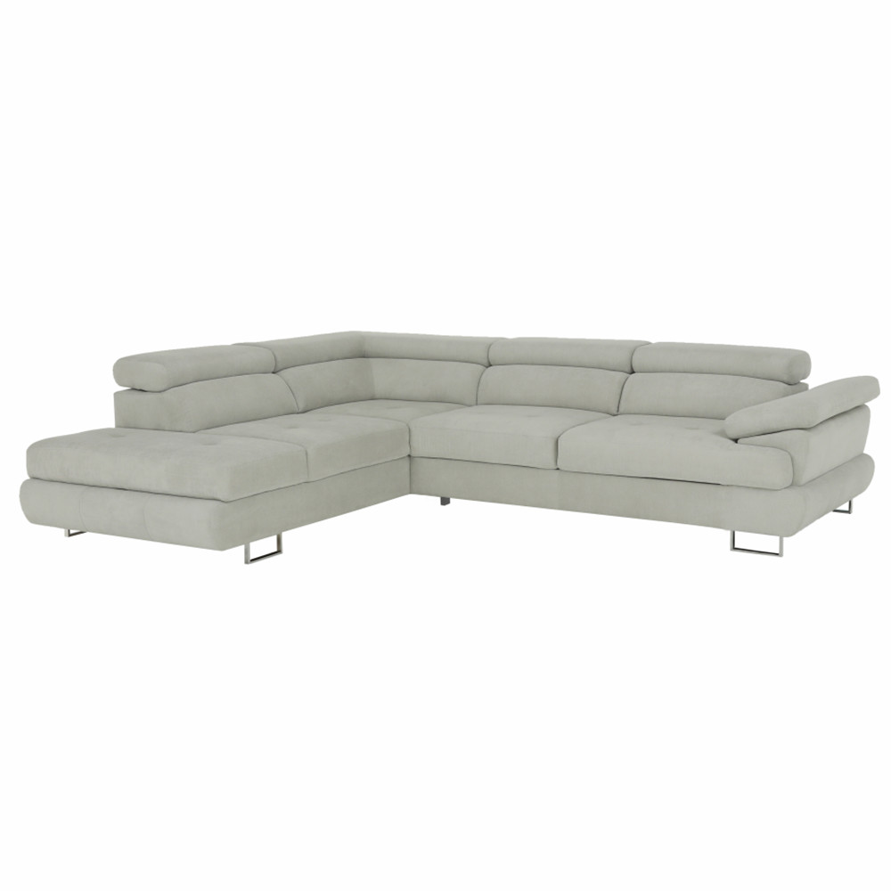 Ülőgarnitúra, világos szürke, szövet, balos, BUTON P (RP)