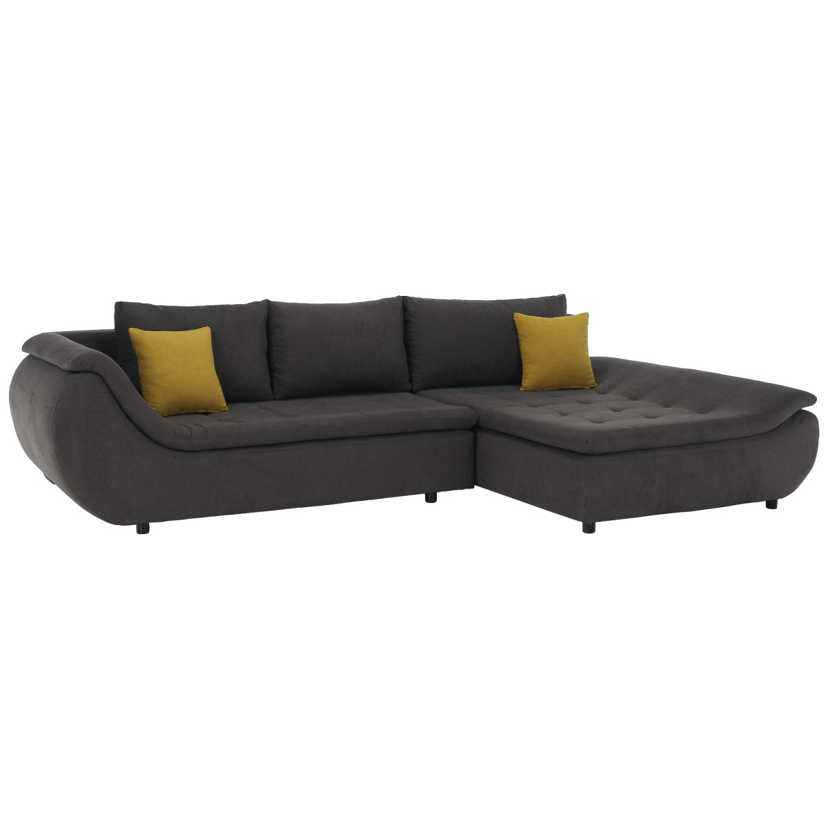 Ülőgarnitúra, szürkésbarna/sárga, szövet, jobbos, BRATO (RP)