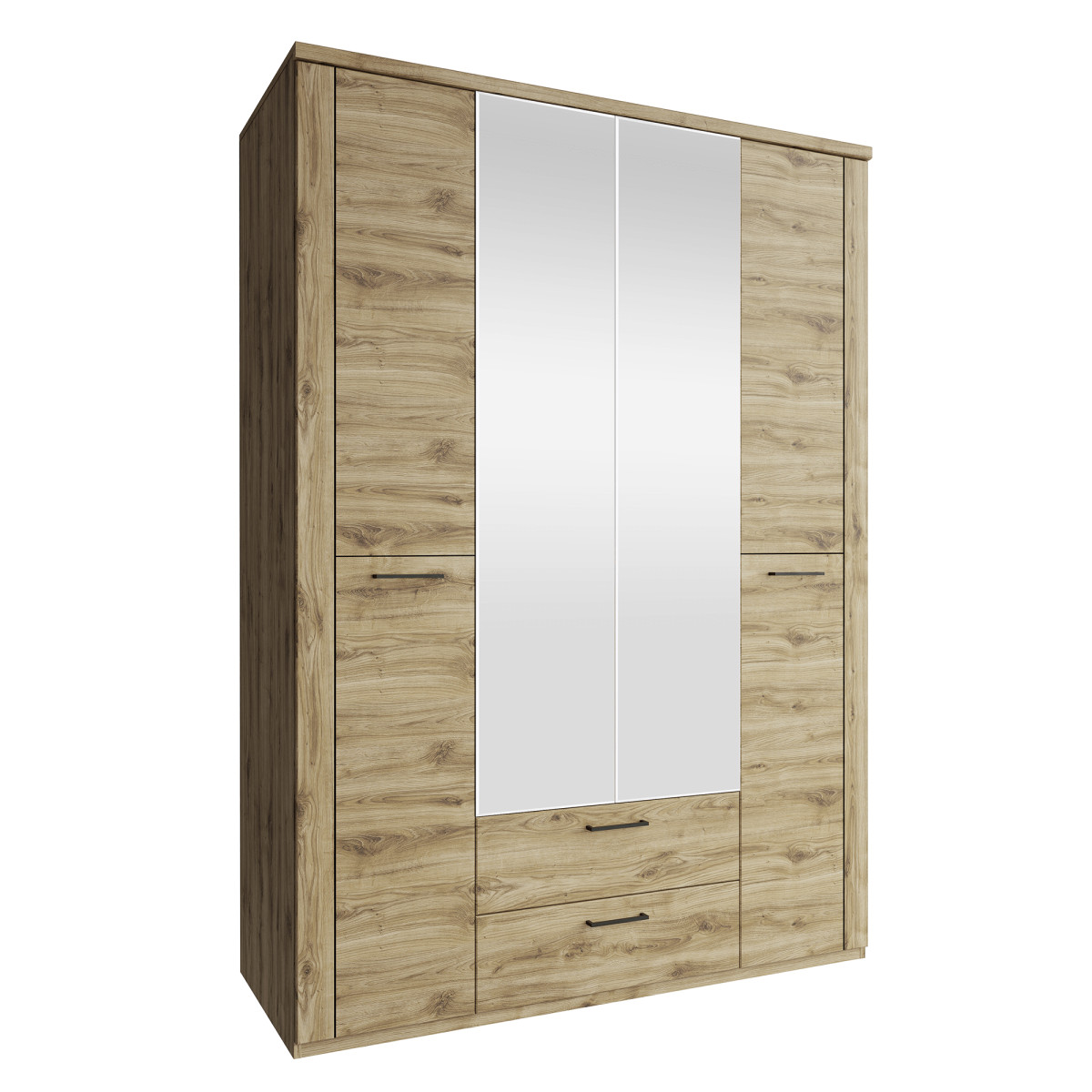 Szekrény 4D2S tükörrel, navarra tölgy, DORSI (RP)