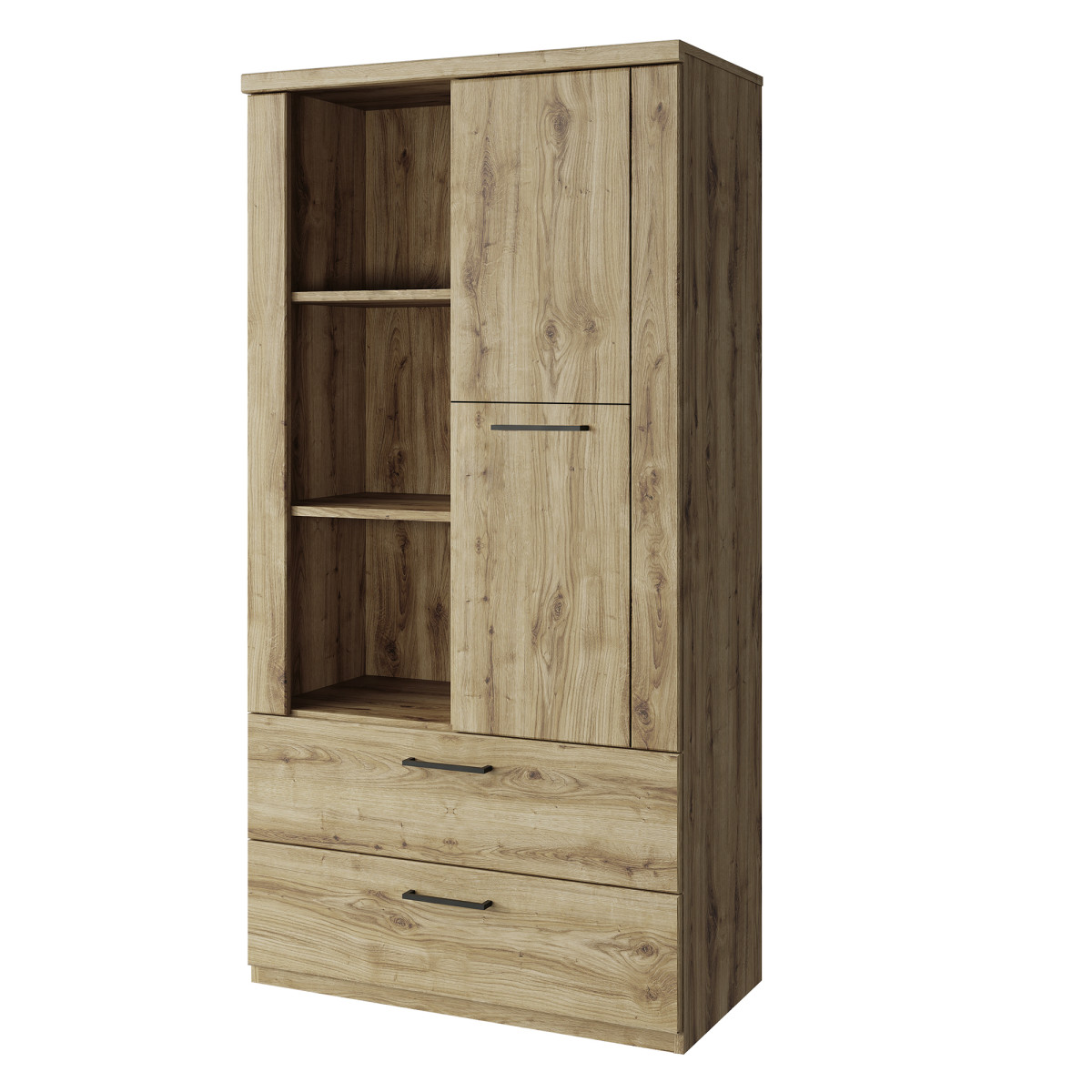 Nyitott polcos szekrény 1D2S, navarra tölgy, DORSI (RP)