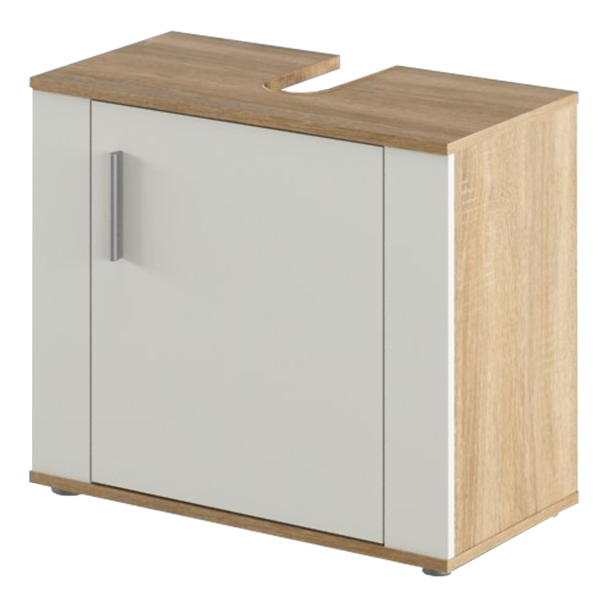 Szekrény mosogató alá, sonoma tölgy/matt fehér, LESSY NEW 02 (RP)