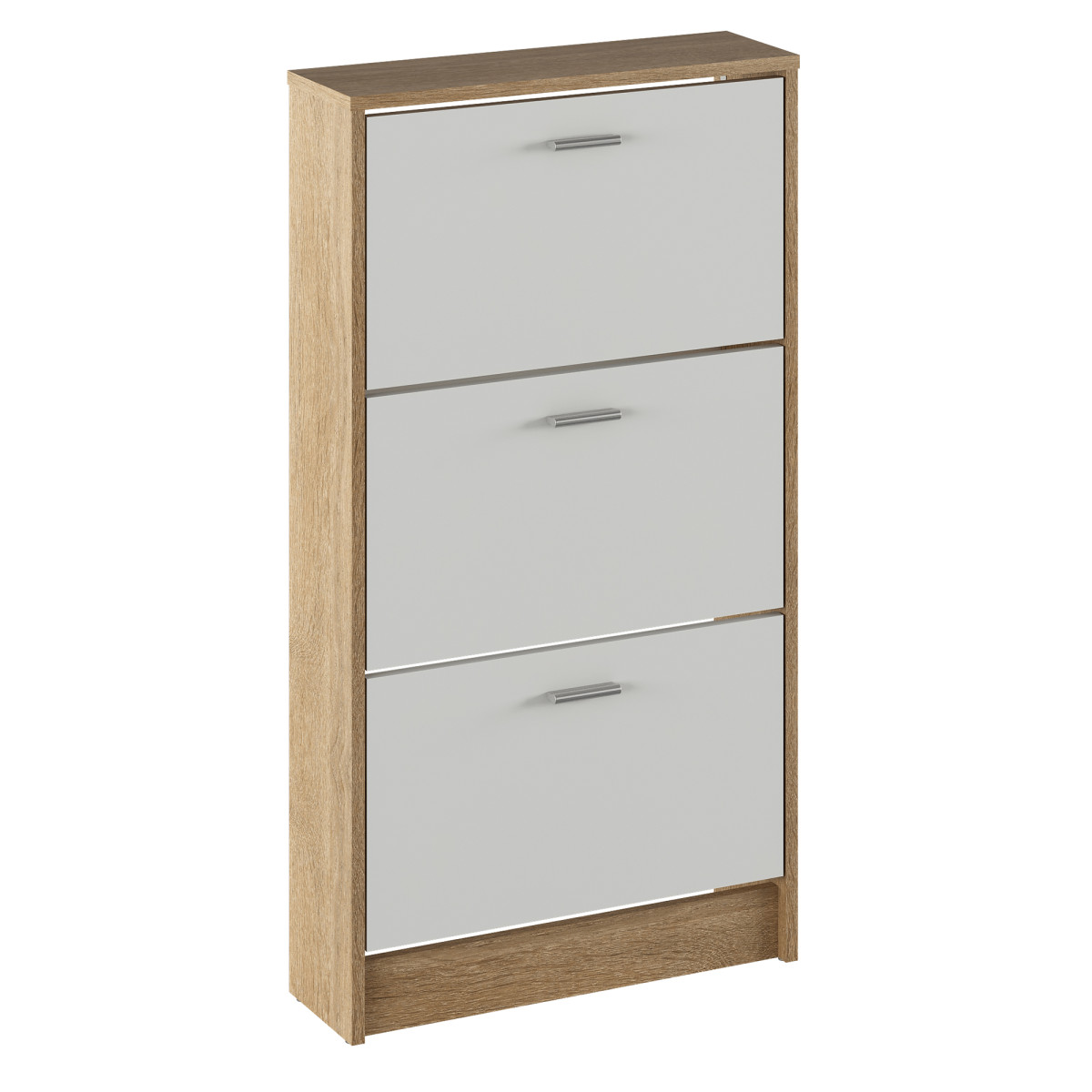 Cipősszekrény, 3 soros, sonoma tölgy/fehér, MOBI 13 (RP)