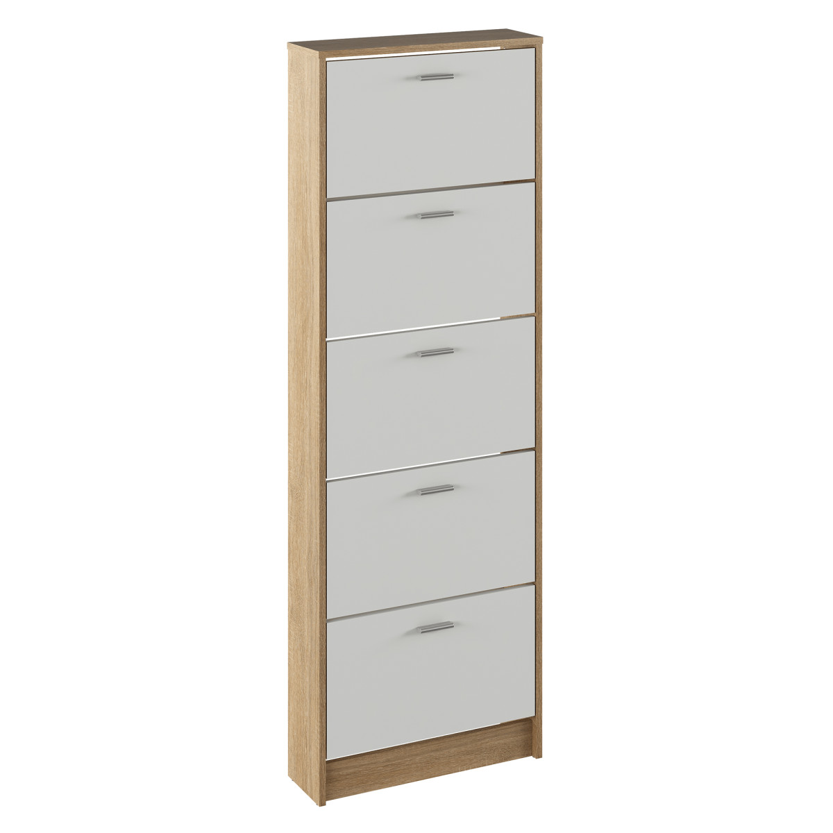 Cipősszekrény, 5 soros, sonoma tölgy/fehér, MOBI 15 (RP)