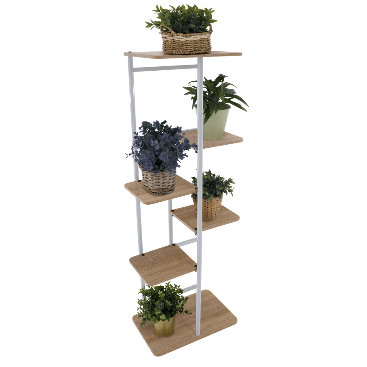 Virágállvány, fehér/sonoma tölgy, LEDOR TYP 2 (RP)