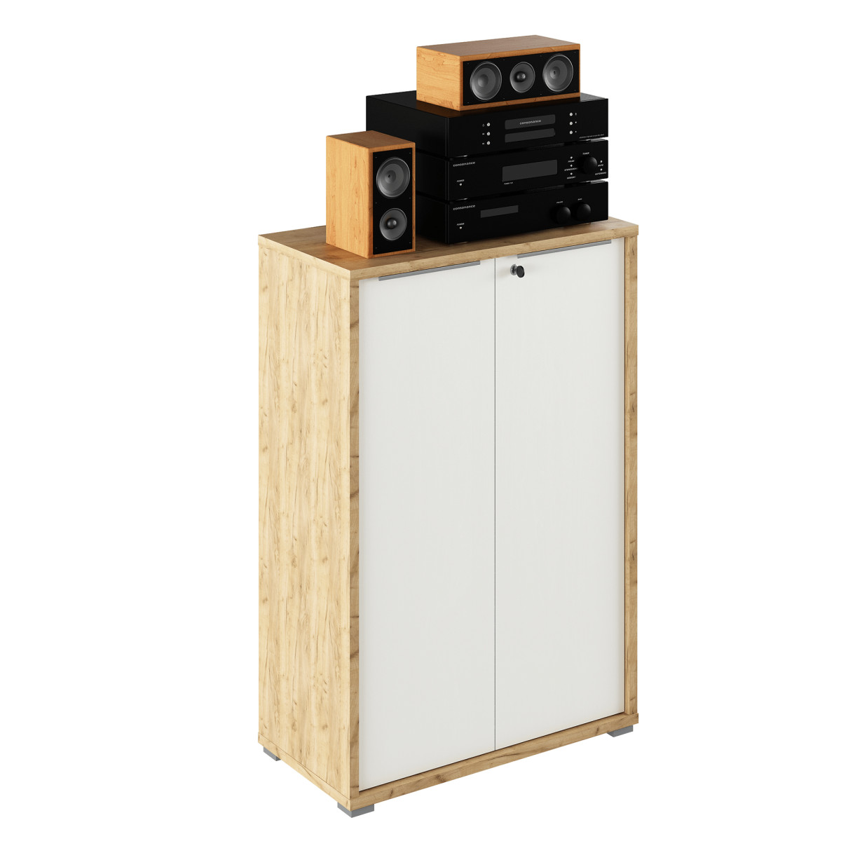 Szekrény, artisan tölgy/fehér, RIOMA TYP 09 (RP)