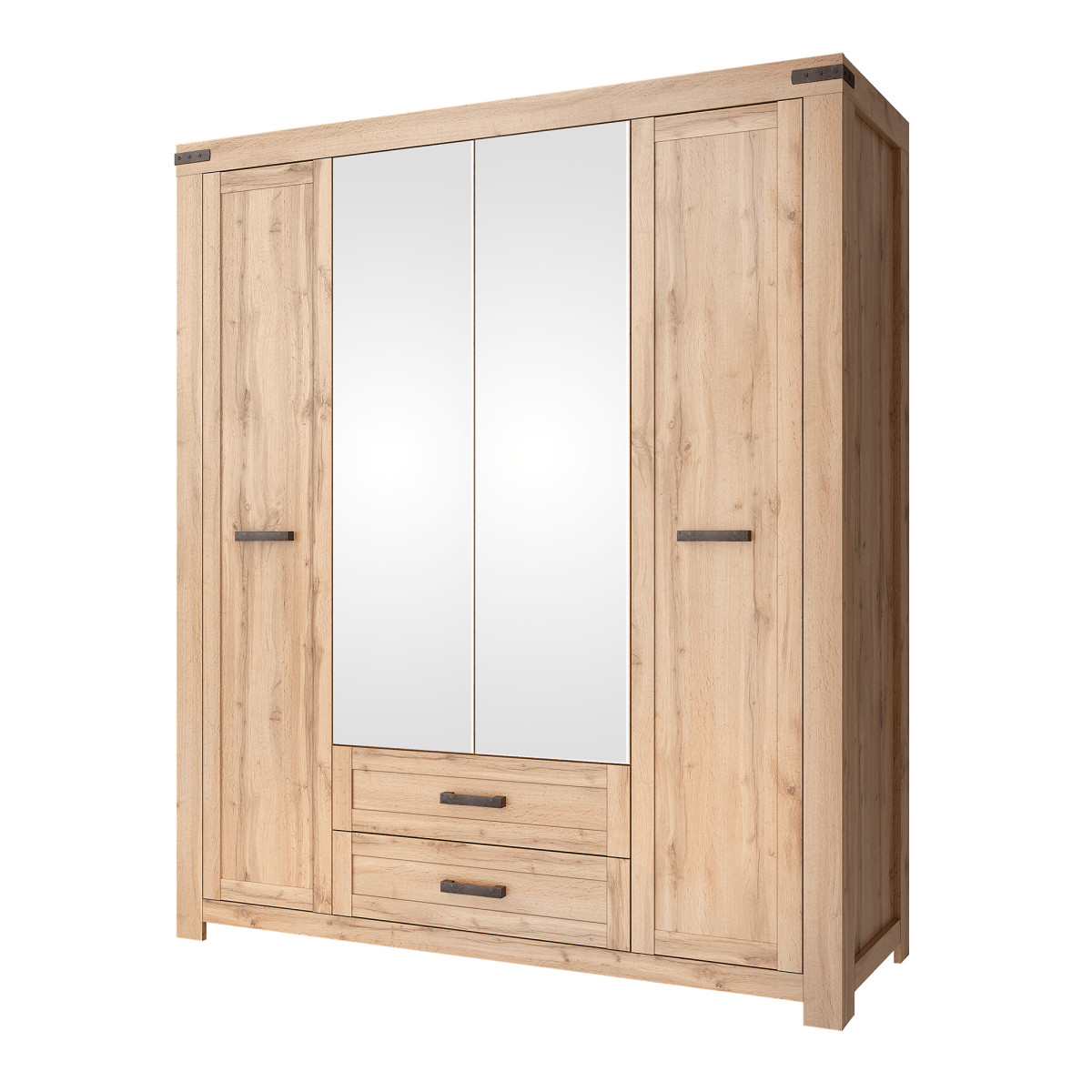 Szekrény 4D2S tükörrel, wotan tölgy, MORATIZ (RP)