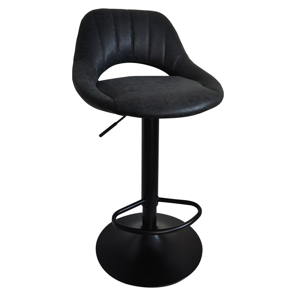 Bárszék, fekete szövet csiszolt bőr hatással, LORASA NEW (RP)