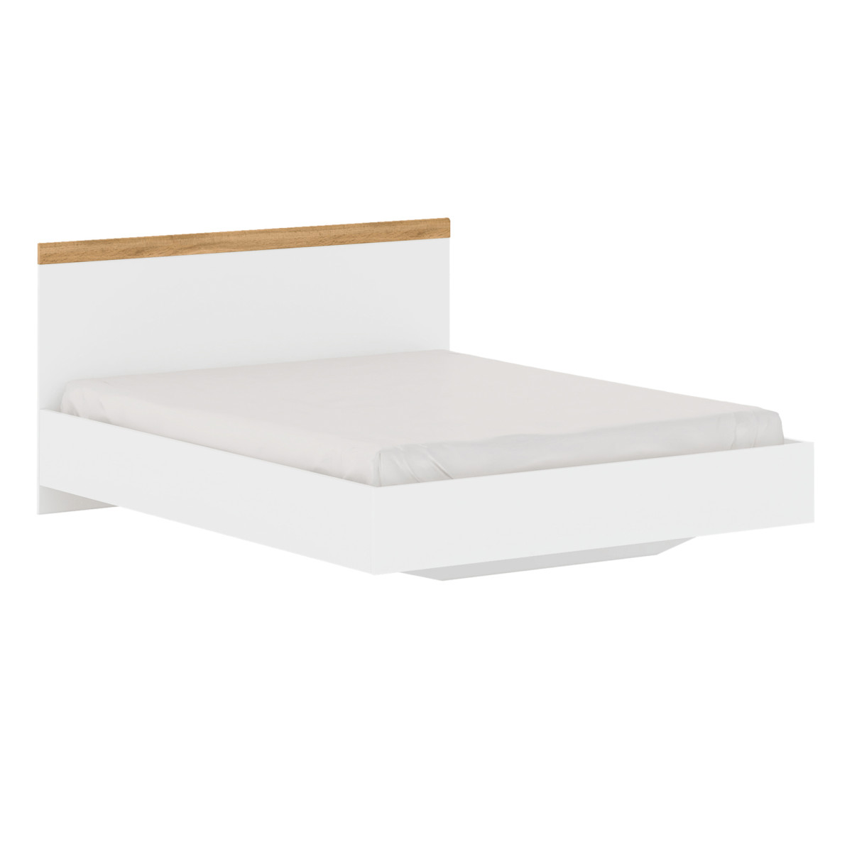 Franciaágy, 160x200, fehér/wotan tölgy, VILGO (RP)