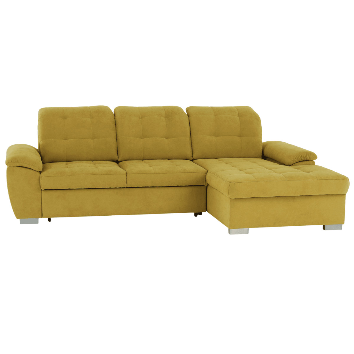 Ülőgarnitúra, mustár anyag, jobbos, EVANGELIN (RP)