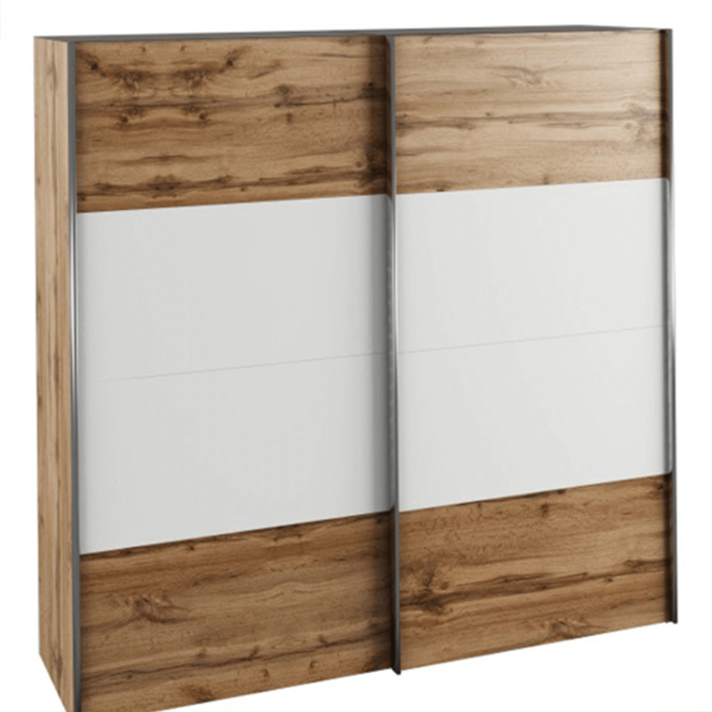 Szekrény tolóajtóval, tölgy wotan/fehér, GABRIELA NEW (RP)