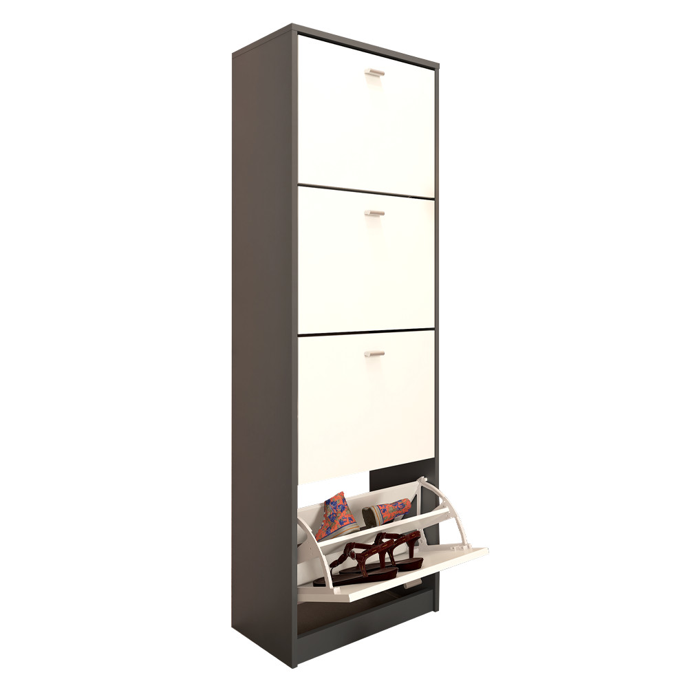 Négyrészes cipősszekrény, grafit/fehér, VIVAT NEW TYP 3 (RP)