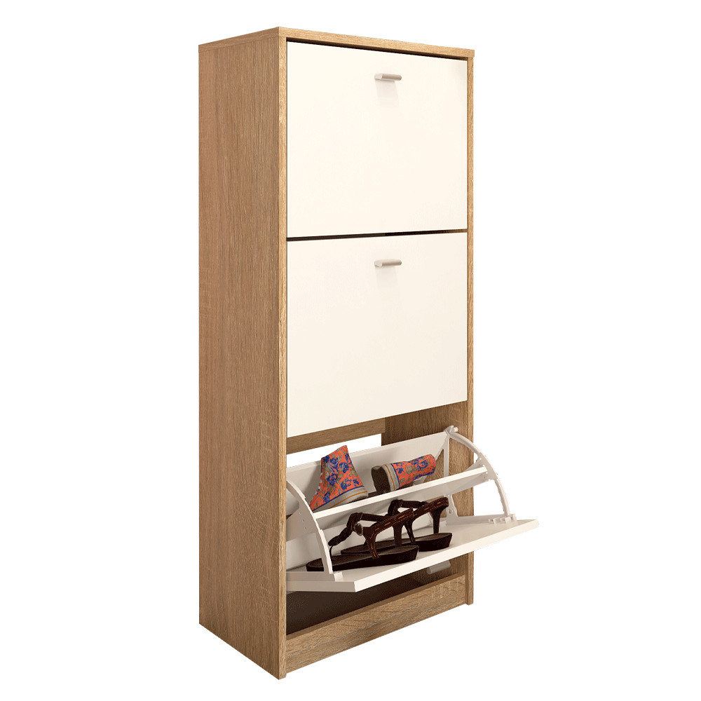 Háromrészes cipősszekrény, tölgy sonoma/fehér, VIVAT NEW TYP 2 (RP)