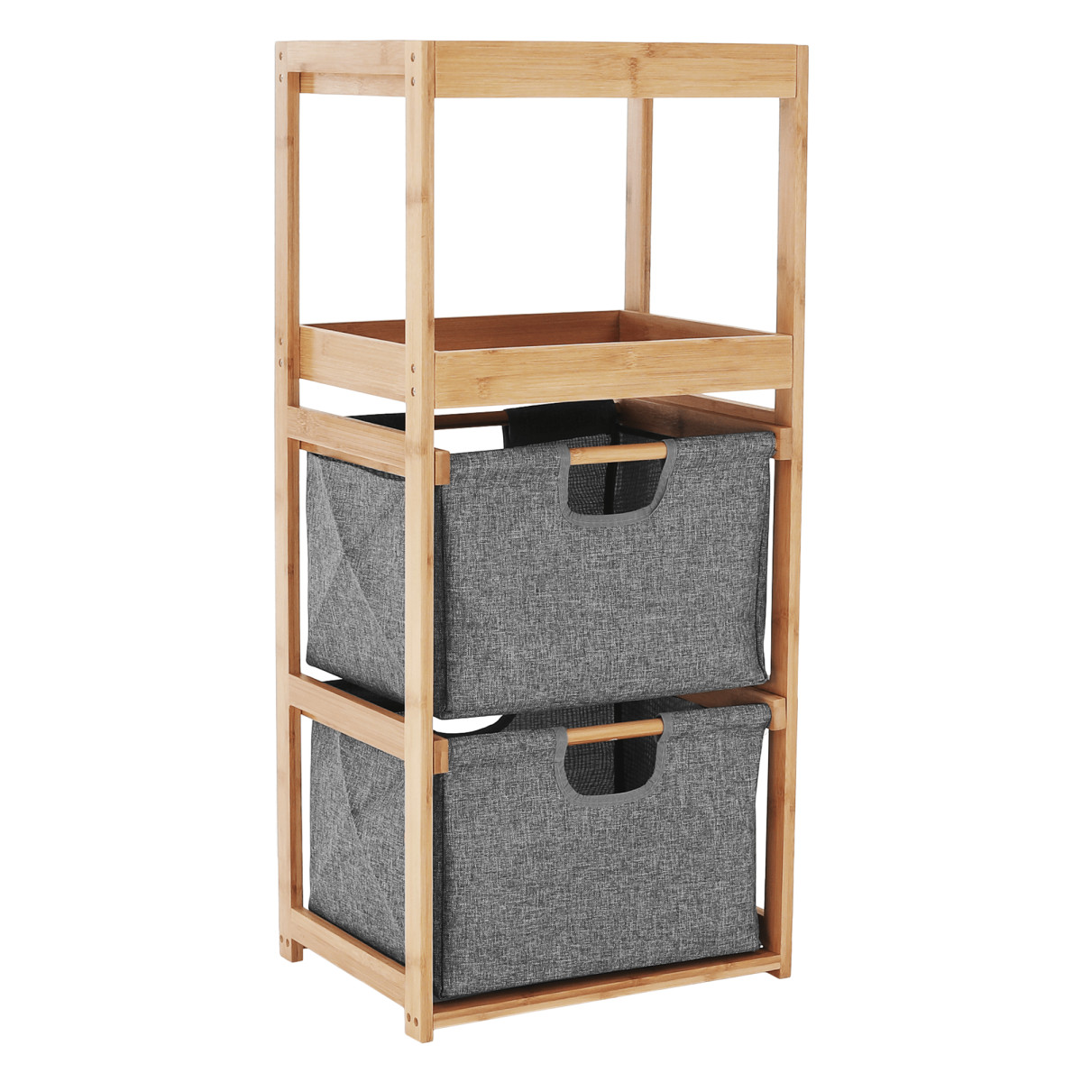 Szennyeskosár, natúr bambusz/szürke, KELANA (RP)