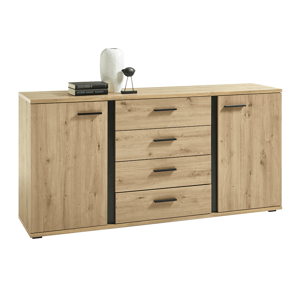 Komód, artisan tölgy/fekete, KANODE (RP)