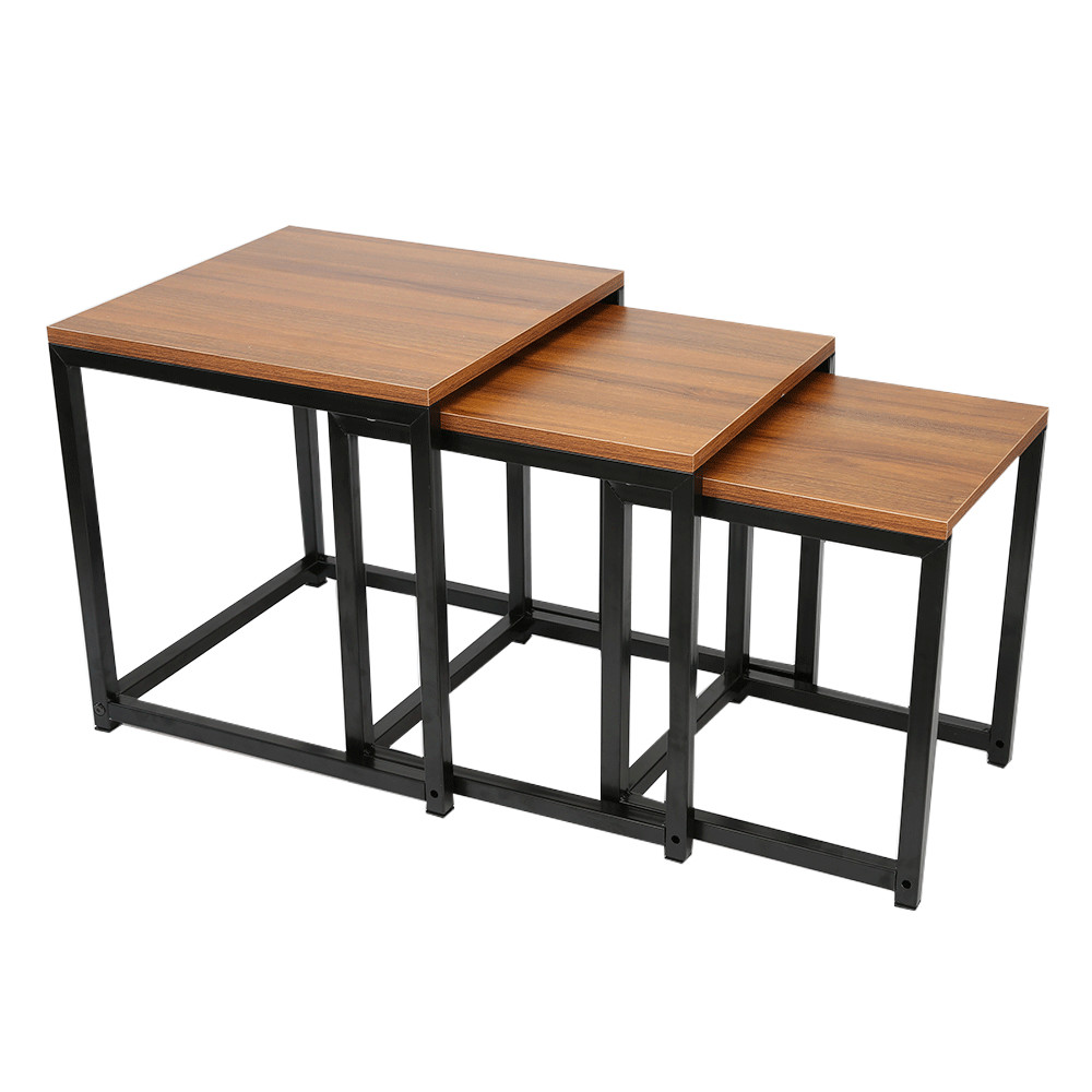 Három kisasztalból álló szett, dió/ fekete, KASTLER NEW TYP 3 (RP)